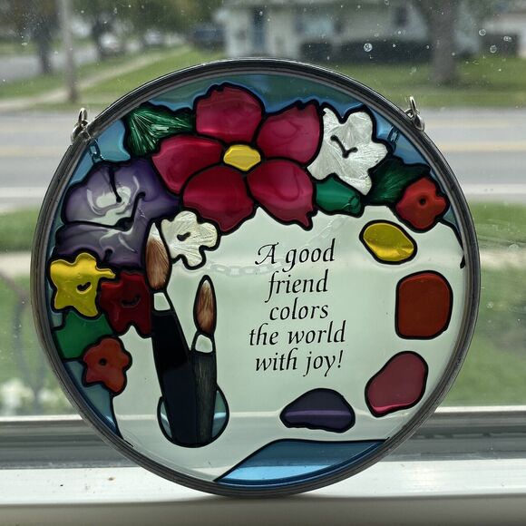 Suncatcher Window Decor A Good Friend Colors The World With Joy Round Gift - Picture 1 of 4